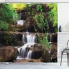 Rock Stair in Waterfall Print Shower Curtain for a Bold and Adventurous Bathroom Decor