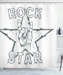Rock Star Gesture Print Popstar Party Shower Curtain for Bathroom Decor