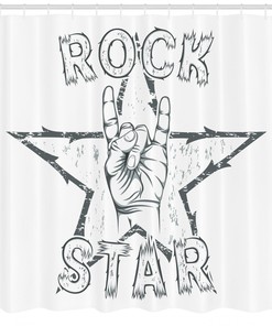 Rock Star Gesture Print Popstar Party Shower Curtain for Bathroom Decor