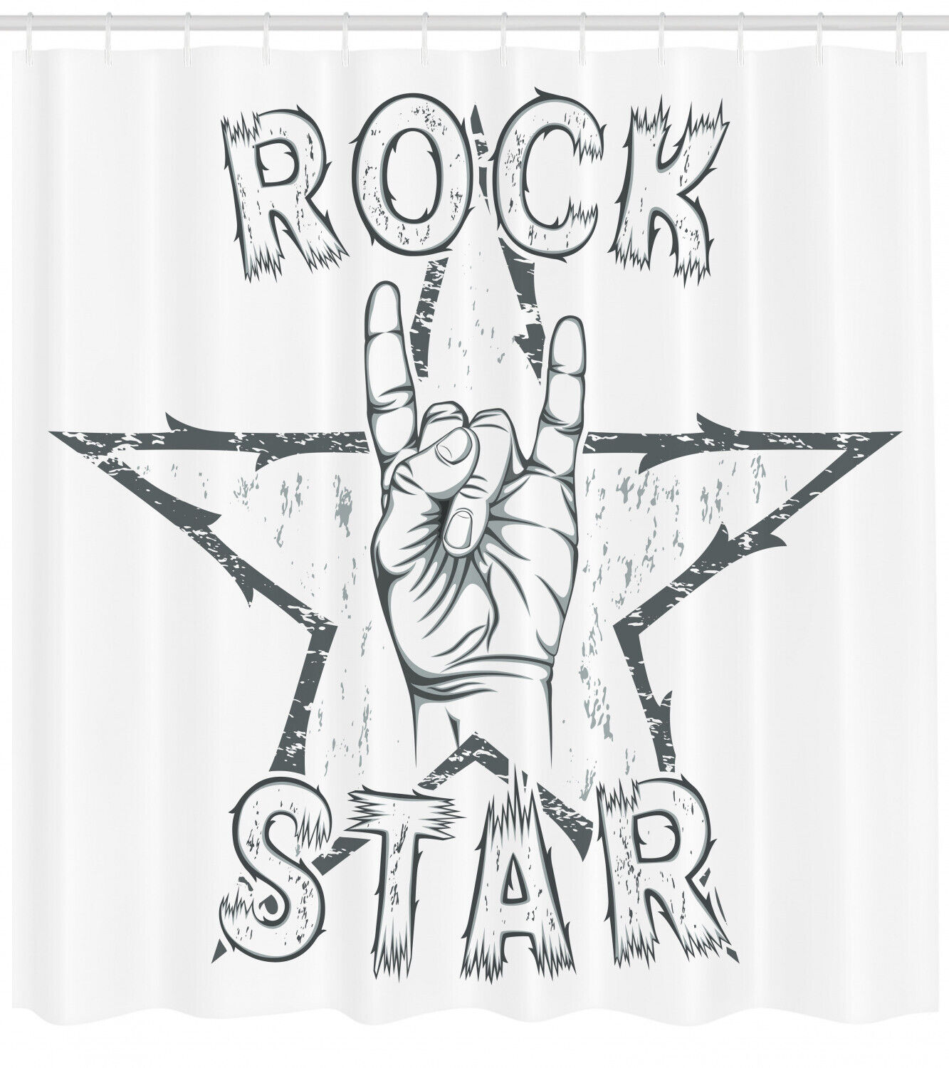 Rock Star Gesture Print Popstar Party Shower Curtain for Bathroom Decor