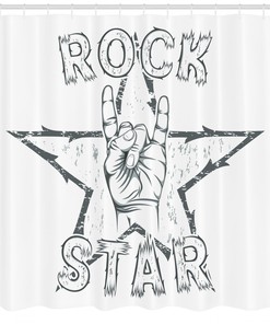 Rock Star Gesture Print Popstar Party Shower Curtain for Bathroom Decor