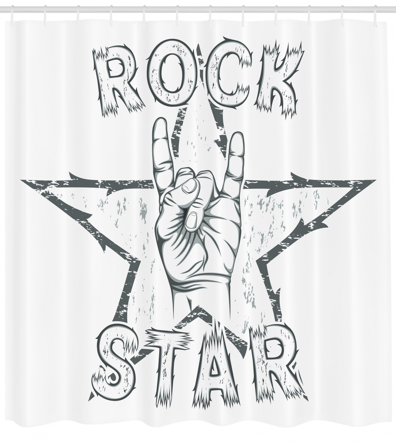 Rock Star Gesture Print Popstar Party Shower Curtain for Bathroom Decor