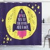 Rocket Space Moon Love Quote Shower Curtain for Bathroom Decoration