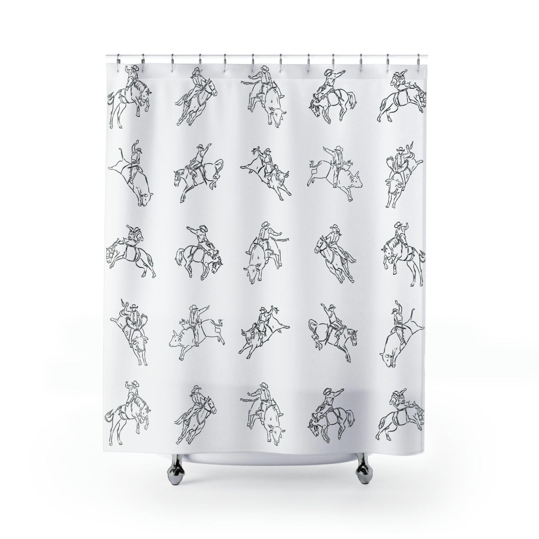Rodeo Shower Curtain - Wild West Cowboy Bathroom Decor for Southwestern or Western Style