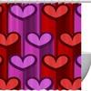 Romantic 3D Purple Red Heart Love Pattern Shower Curtain For Your Bathroom