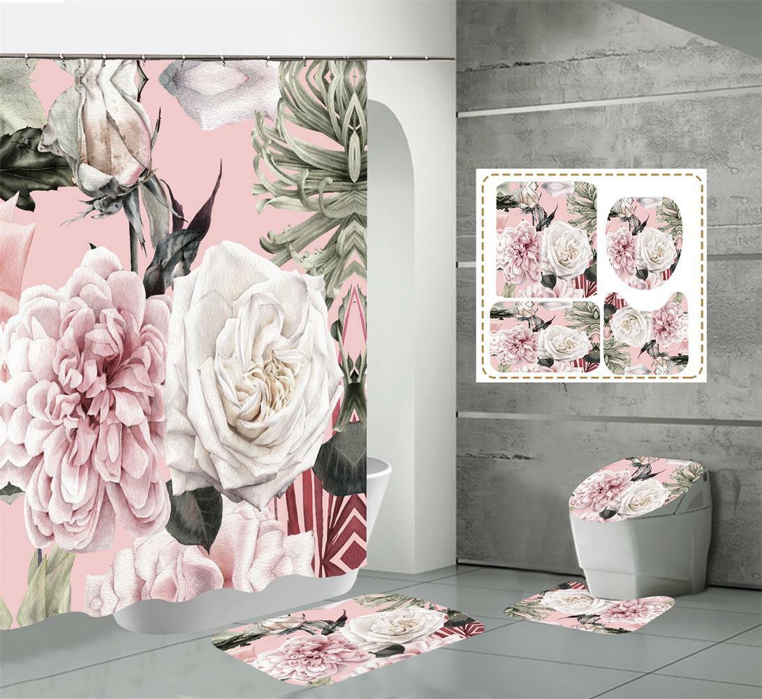 Romantic 3D Roses Shower Curtain Flower Adult For Your Bathroom