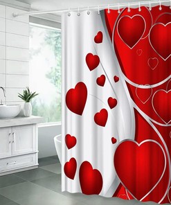 Romantic Abstract Floral Love Couple Valentine'S Day Shower Curtain For Your Bathroom