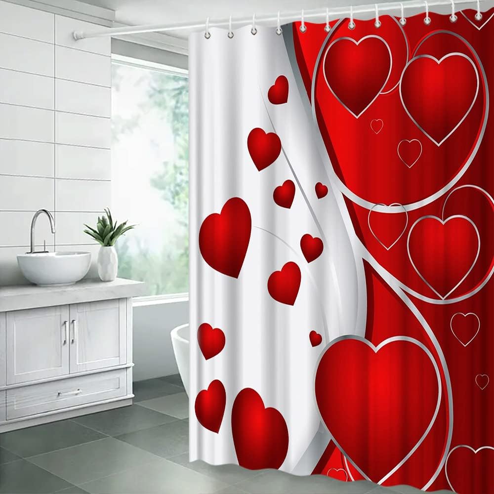 Romantic Abstract Floral Love Couple Valentine'S Day Shower Curtain For Your Bathroom