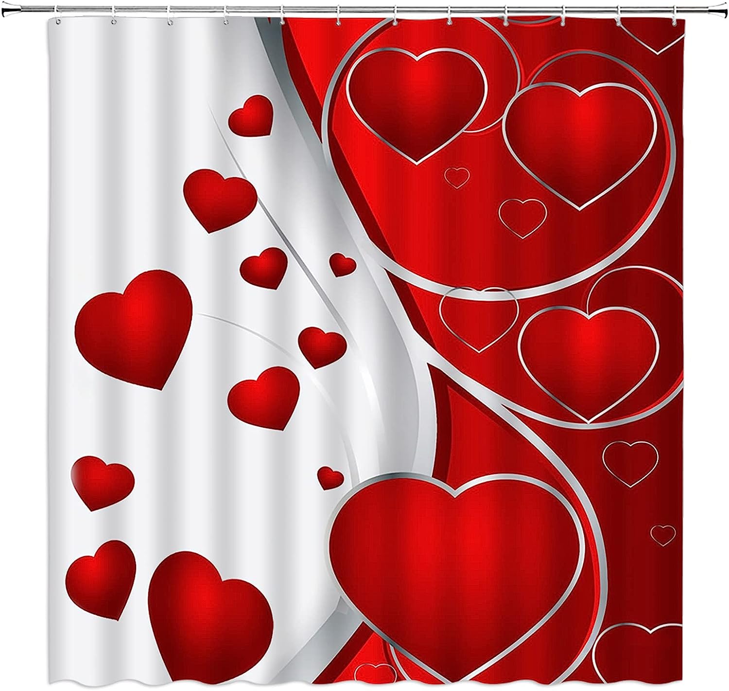 Romantic Abstract Floral Love Couple Valentine'S Day Shower Curtain For Your Bathroom - Image 2