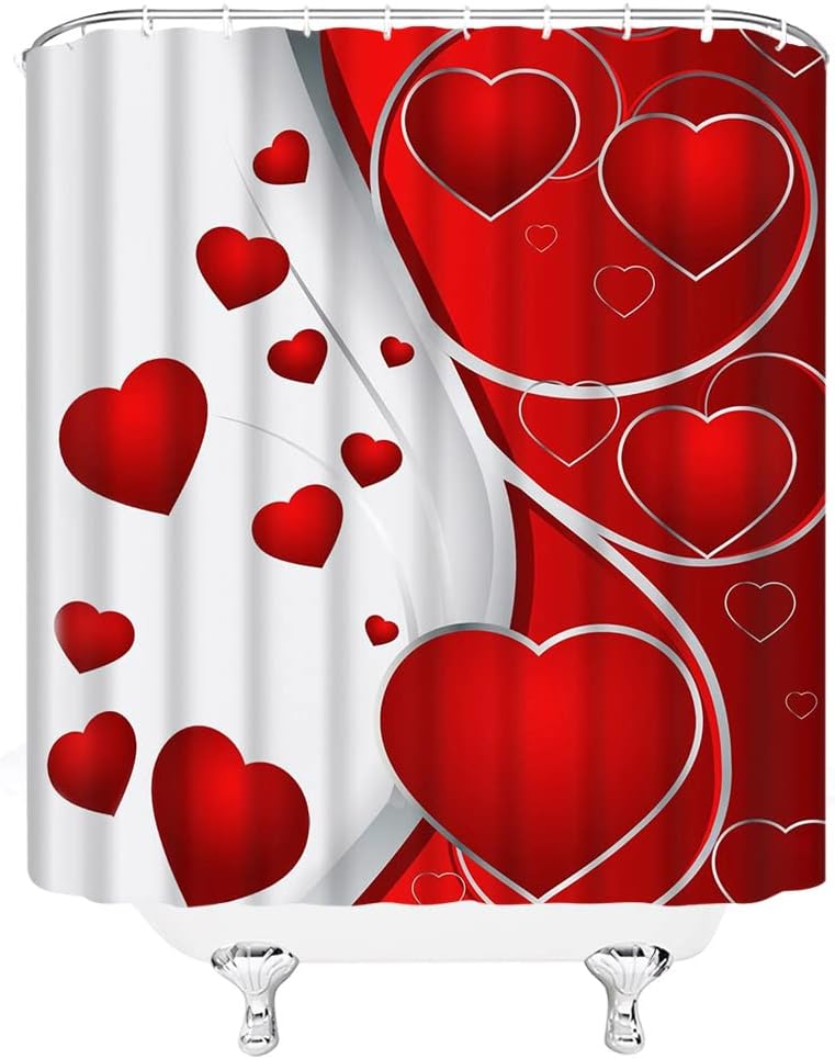 Romantic Abstract Floral Love Couple Valentine'S Day Shower Curtain For Your Bathroom - Image 3