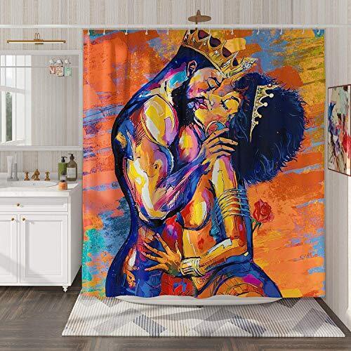 Romantic African American Lovers Print Shower Curtain Multi - Image 2