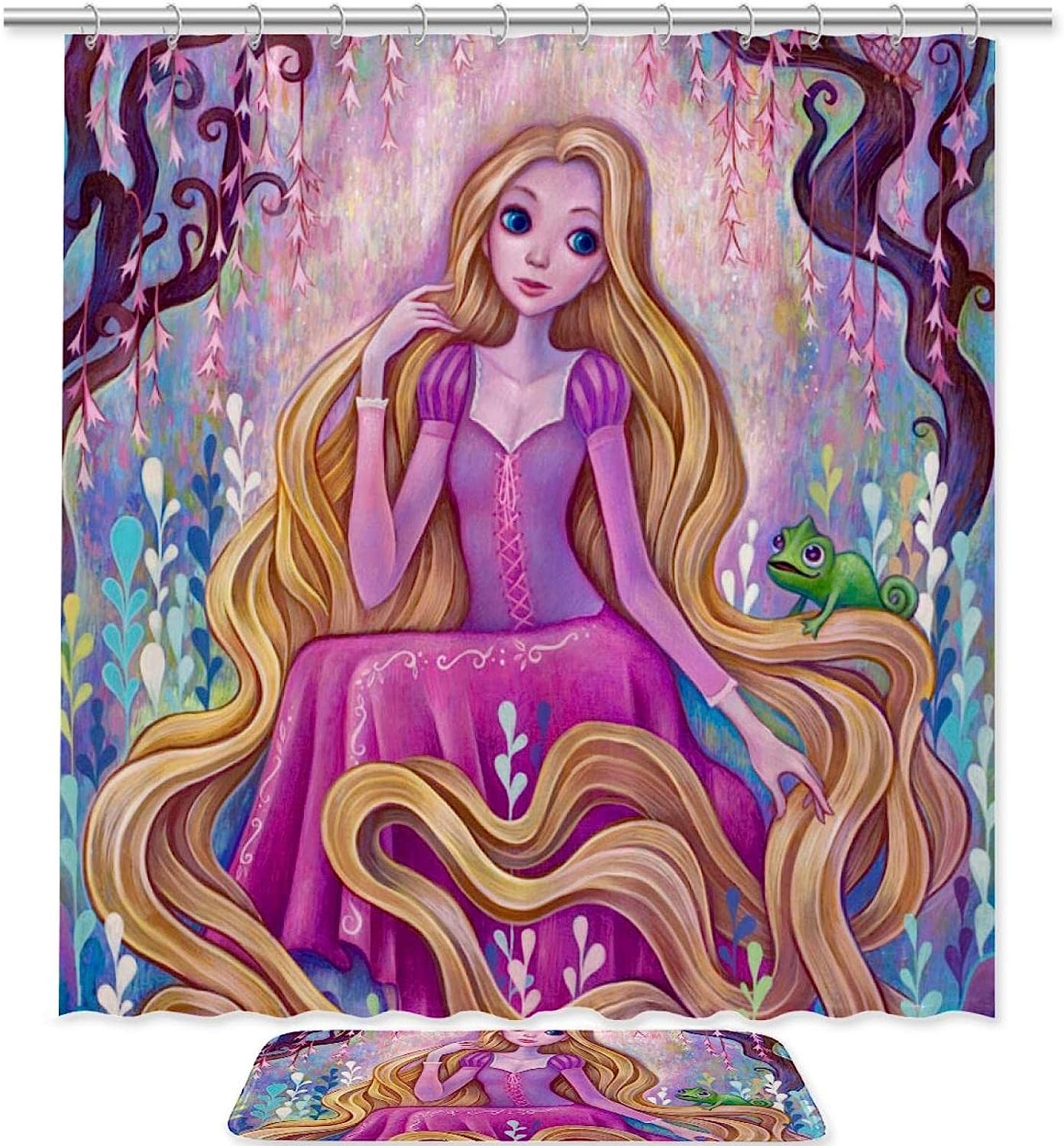 Romantic And Cute Frog And Princess Waterproof Shower Curtain - Add Some Magic To Your Bathroom