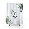 Romantic And Whimsical Botanical Greenery Ivy Eucalyptus Fern Monogramed Letter J White Shower Curtain