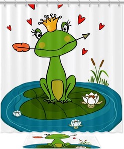 Romantic And Whimsical Frog Princess Waterproof Shower Curtain - A Fun Addition To Your Bathroom