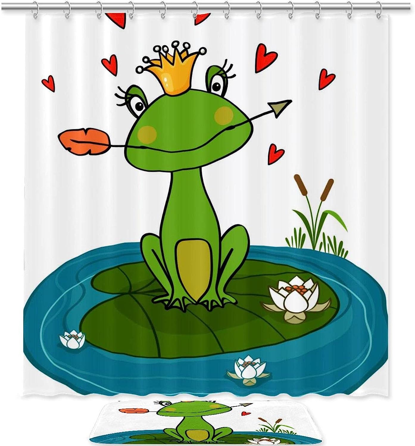 Romantic And Whimsical Frog Princess Waterproof Shower Curtain - A Fun Addition To Your Bathroom