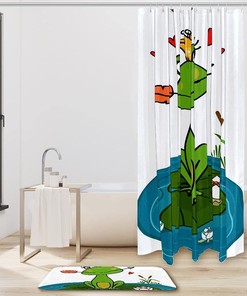 Romantic And Whimsical Frog Princess Waterproof Shower Curtain - A Fun Addition To Your Bathroom