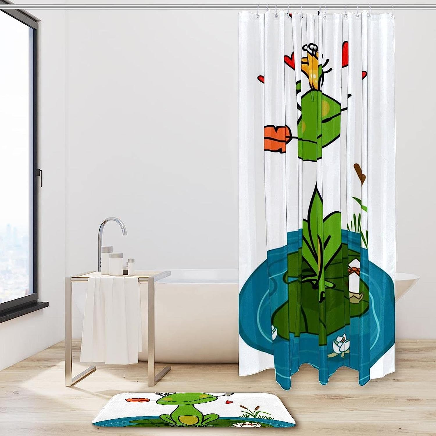 Romantic And Whimsical Frog Princess Waterproof Shower Curtain - A Fun Addition To Your Bathroom