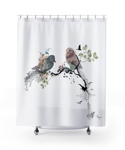 Romantic Art Birds Shower Curtain for Bathroom
