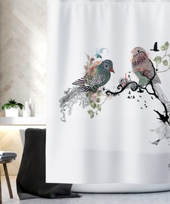 Romantic Art Birds Shower Curtain for Bathroom