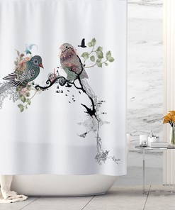 Romantic Art Birds Shower Curtain for Bathroom