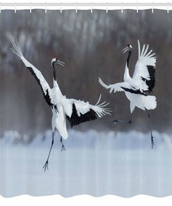 Romantic Bird Wings Print Shower Curtain - Wildlife Bathroom Decor