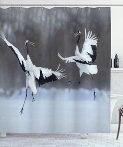 Romantic Bird Wings Print Shower Curtain - Wildlife Bathroom Decor