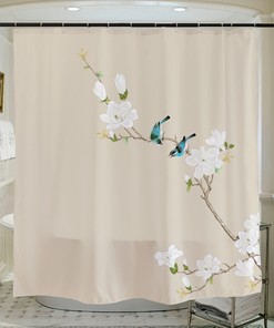 Romantic Birds Shower Curtain with Lovely and Floral Design, Highly Durable and Waterproof for Your Bathroom Decor