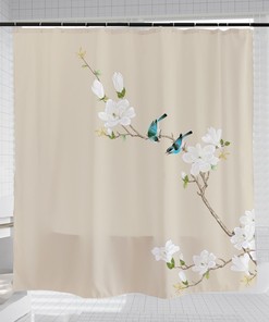 Romantic Birds Shower Curtain with Lovely and Floral Design, Highly Durable and Waterproof for Your Bathroom Decor