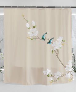 Romantic Birds Shower Curtain with Lovely and Floral Design, Highly Durable and Waterproof for Your Bathroom Decor