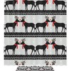 Romantic Christmas Deer Elk Pattern Printed Bathroom Tub Set With Waterproof Fabric Shower Curtain