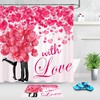 Romantic Couple Heart Balloons Valentine's Day Shower Curtain for Bathroom Decor