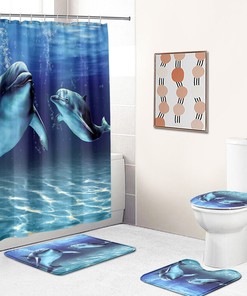 Romantic Dolphin Couple Shower Curtain - Waterproof Bathroom Curtain
