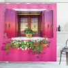 Romantic Dream Flower and Heart Shower Curtain with Ventanas Corazones Flores Buganvillas for Bathroom Decor