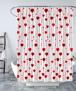 Romantic Falling Love Balloons Shower Curtain for Valentine's Day and Creative Wedding Bathroom Decor 