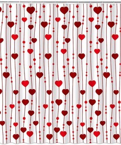 Romantic Falling Love Balloons Shower Curtain for Valentine's Day and Creative Wedding Bathroom Decor