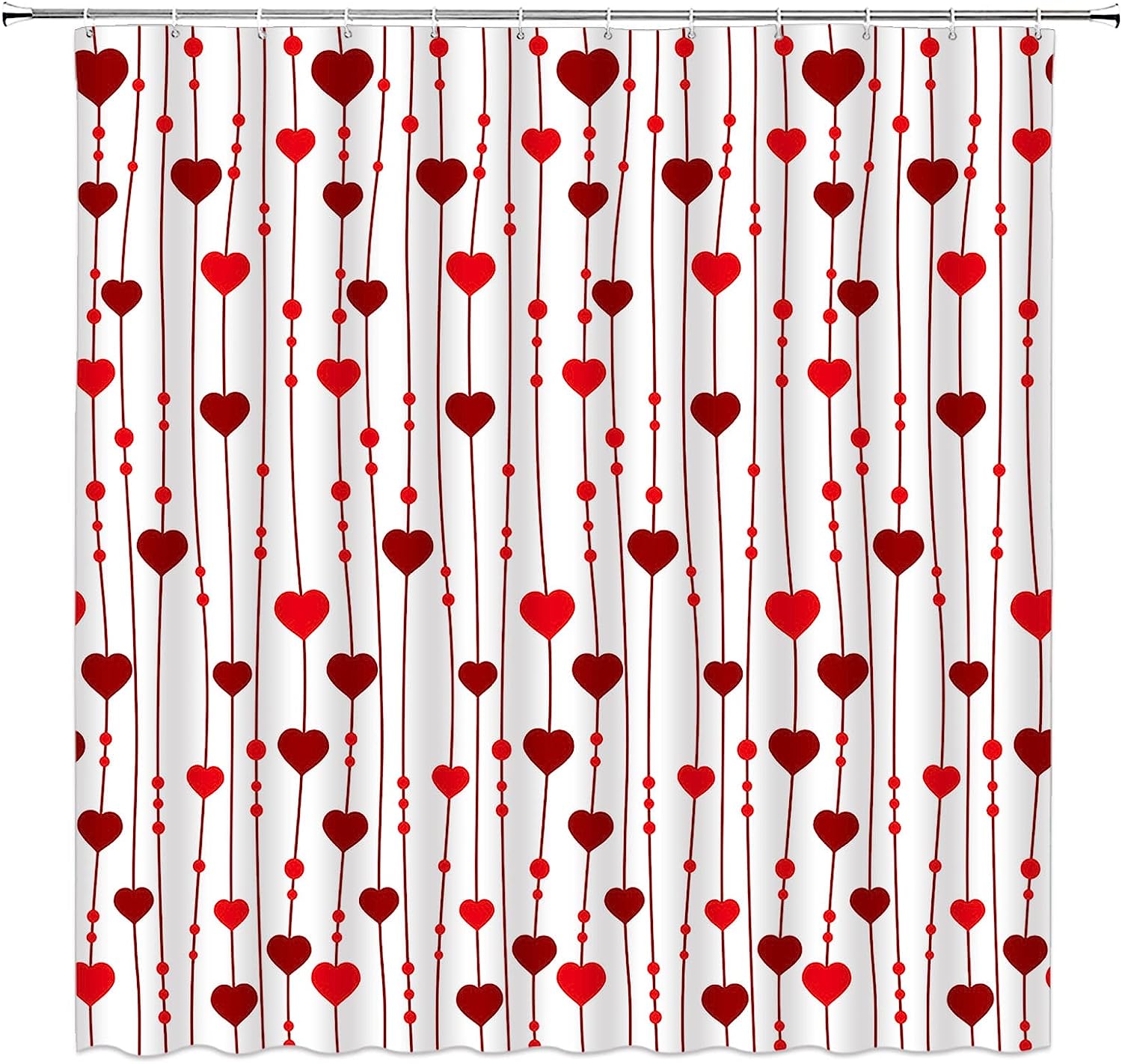 Romantic Falling Love Balloons Shower Curtain for Valentine's Day and Creative Wedding Bathroom Decor