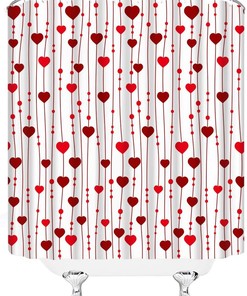 Romantic Falling Love Balloons Shower Curtain for Valentine's Day and Creative Wedding Bathroom Decor