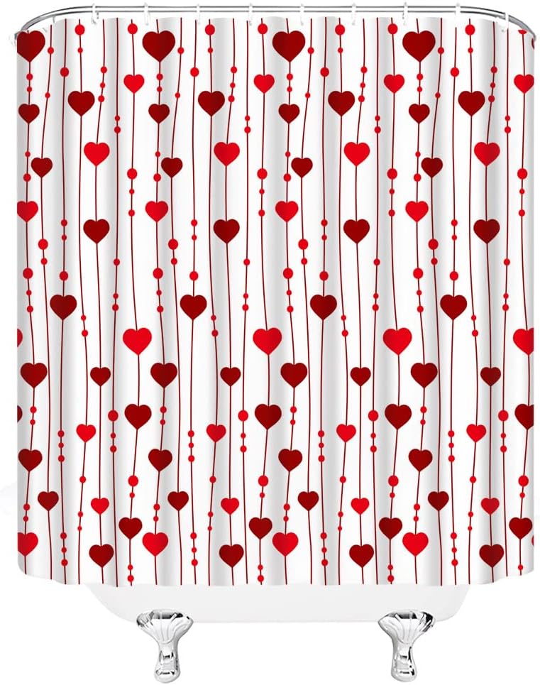 Romantic Falling Love Balloons Shower Curtain for Valentine's Day and Creative Wedding Bathroom Decor
