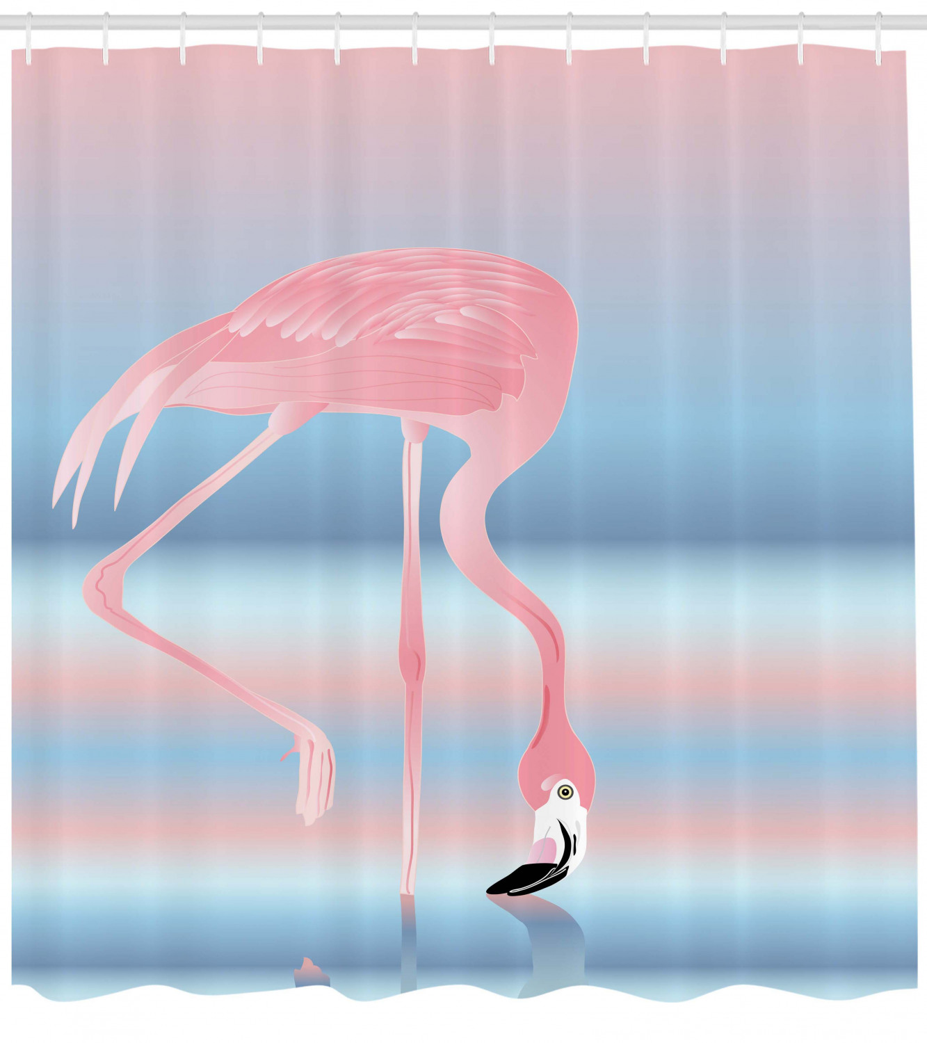 Romantic Flamingo Birds In Love Lake Print Shower Curtain For A Sweet Bathroom