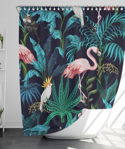 Romantic Flamingo Shower Curtain with Modern Design, Highly Durable and Waterproof for Your Bathroom Decor