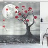 Romantic Full Moon Night Print Tree Shower Curtain for Bathroom