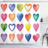 Romantic Hand Drawn Doodle Heart Shapes I Love You Phrase And Border Hearts Shower Curtain