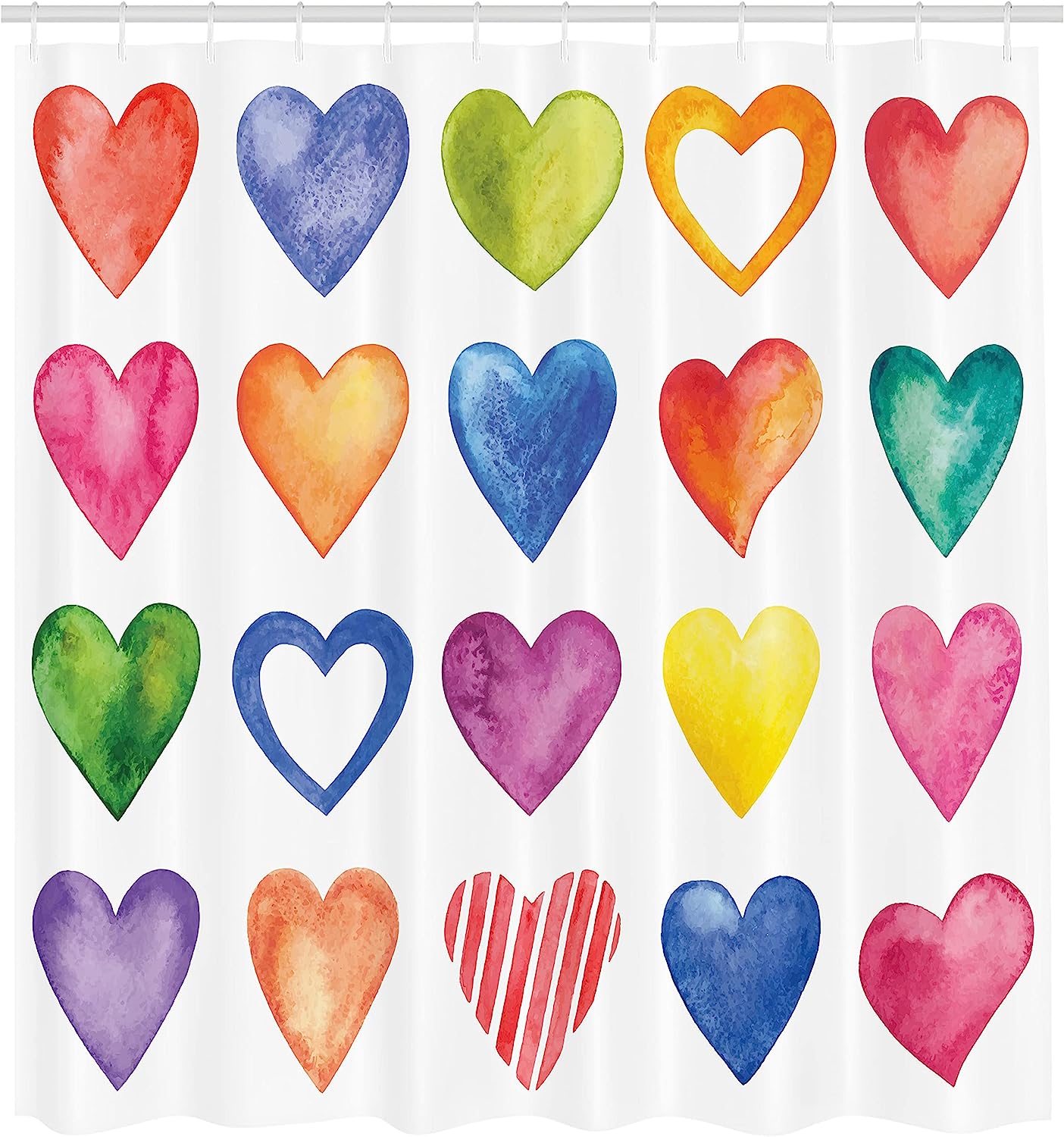 Romantic Hand Drawn Doodle Heart Shapes I Love You Phrase And Border Hearts Shower Curtain - Image 2