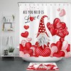 Romantic Heart Balloons Gnome Shower Curtain for Valentine's Day