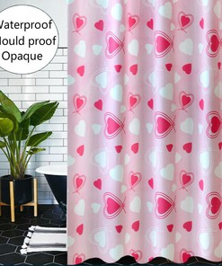 Romantic Heart Print Waterproof Shower Curtain For Your Bathroom