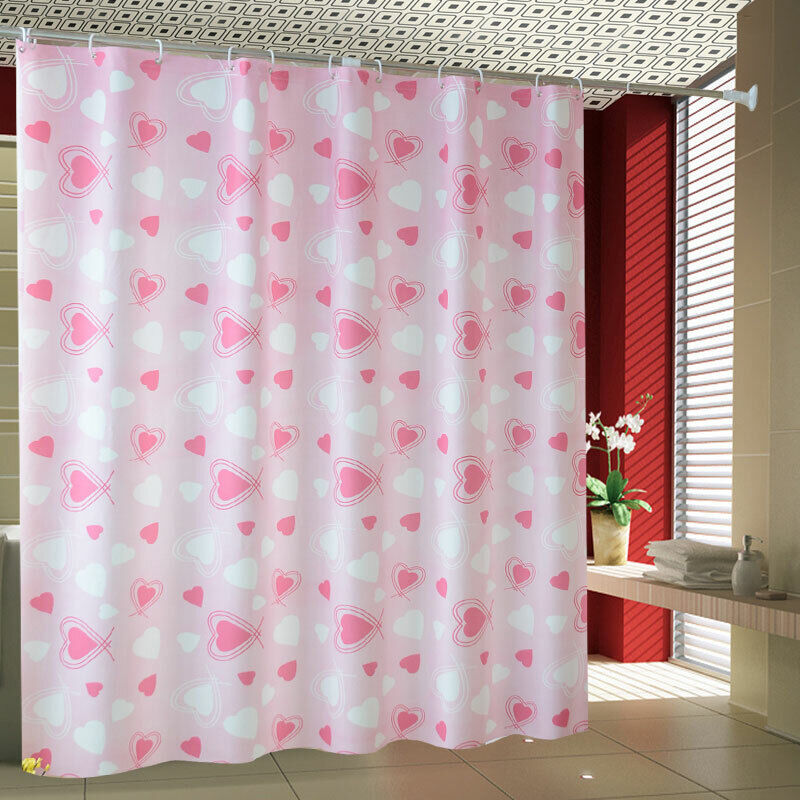 Romantic Heart Print Waterproof Shower Curtain For Your Bathroom - Image 3