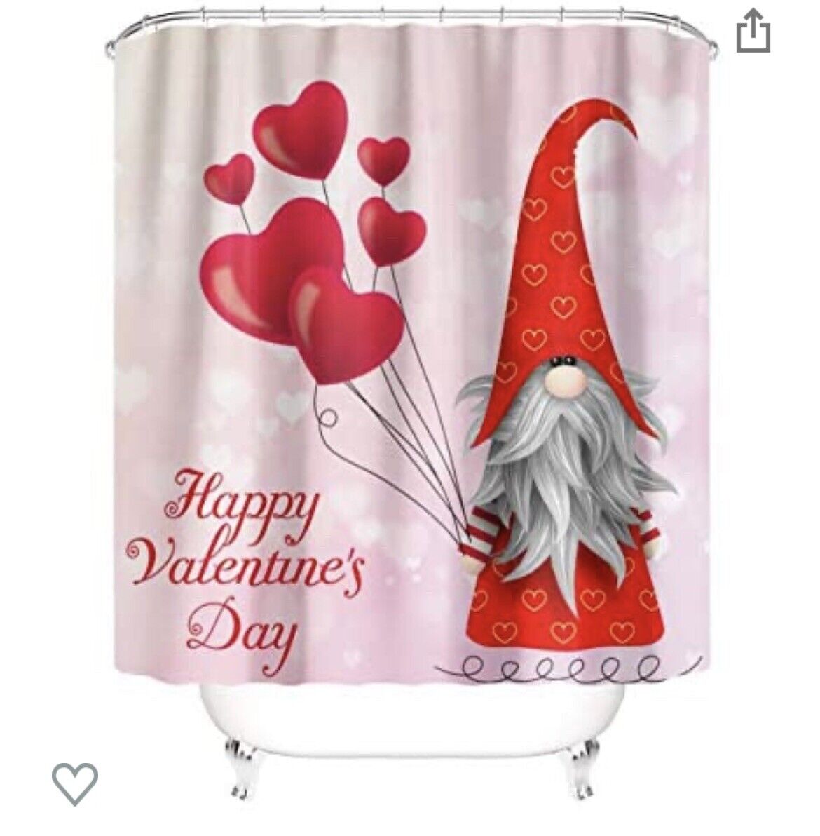 Romantic Heart Shower Curtain Design