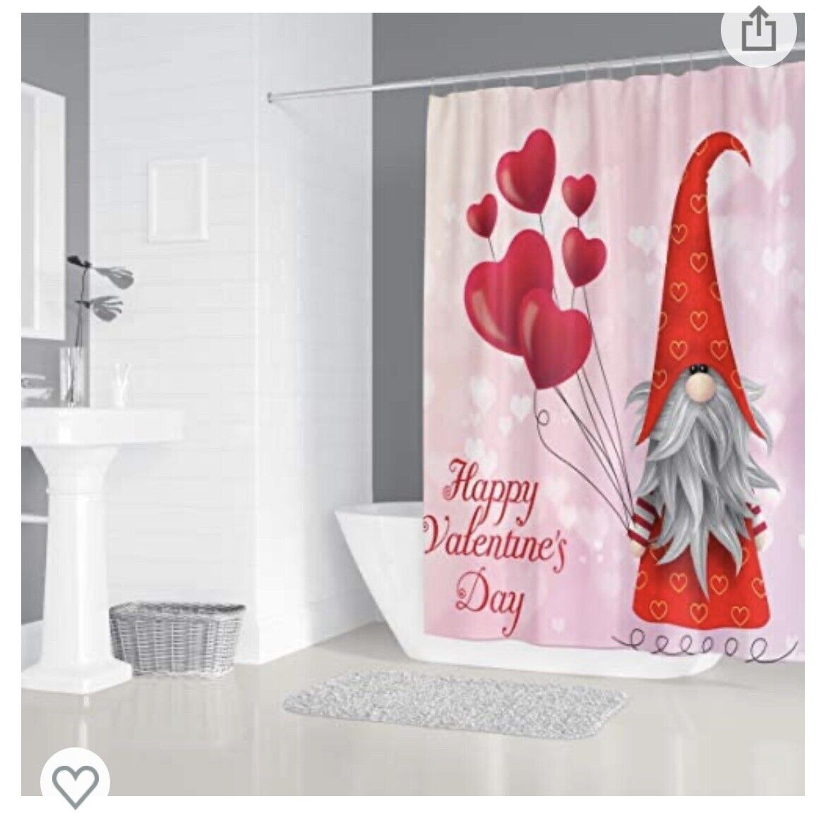 Romantic Heart Shower Curtain Design - Image 2