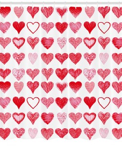 Romantic Hearts Print Valentine's Day Shower Curtain for Bathroom Decor