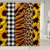 Romantic Leopard Print Shower Curtain, Floral Bathroom Decor